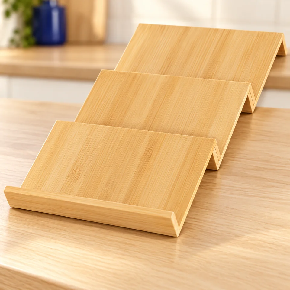 Praknu — 3 supports à épices bambou — Illustration du rangement vide ; vaisselle, bocaux et accessoires de démonstration non fournis.